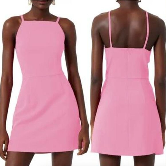 French Connection Whisper Square Neck Strappy Mini Dress, Pink 6 S NWOT - Picture 3 of 10